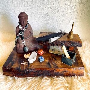 HANDCRAFTED Live Edge Wood Meditation Alter Tea Table Oracle Tarot Mystical